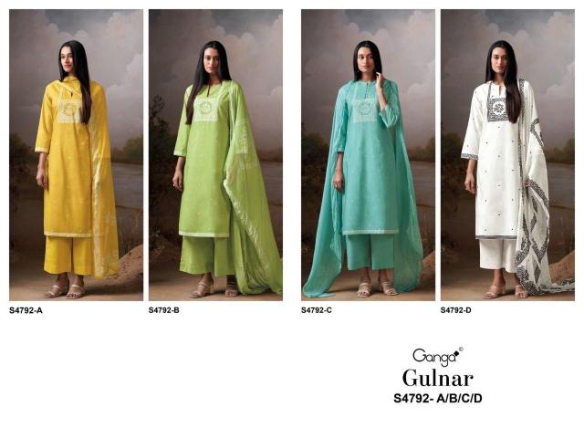 Ganga gulnar 4752 top class collection dress materials in wholesale rate